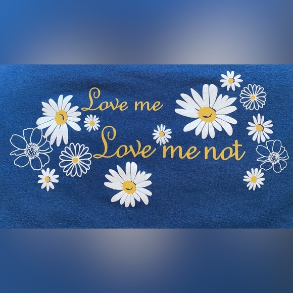 BLAIR daisy short sleeve crewneck blue white yellow soft tee T-shirt top size L - Picture 1 of 8